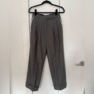 NACKIYE Grey Wool Trouser Pants with Lace Detailing